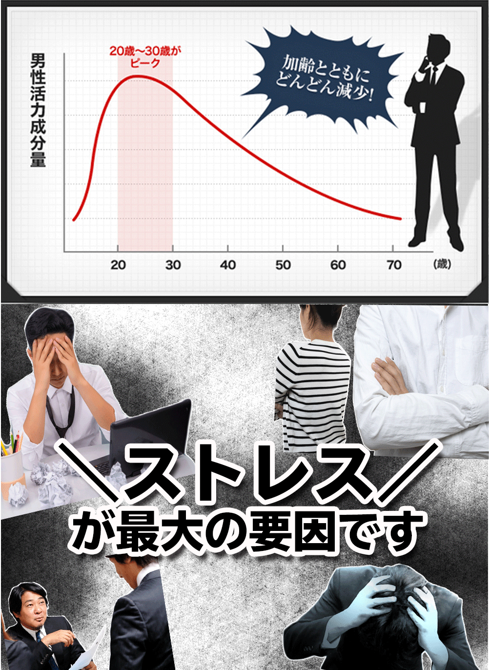 男性活力成分が40代から一気に減少していきます