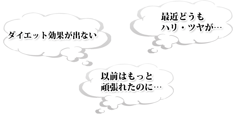 ダイエット効果がでない、ハリツヤがない、頑張れない