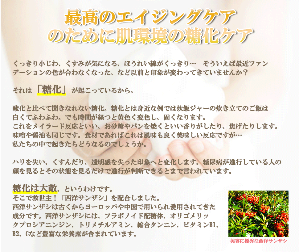 糖化対策に西洋サンザシ。糖化は老化を早め、美しさを失います。