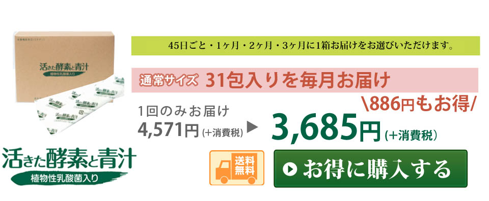 活きた酵素と青汁　植物性乳酸菌入り　毎月お届け定期購入
