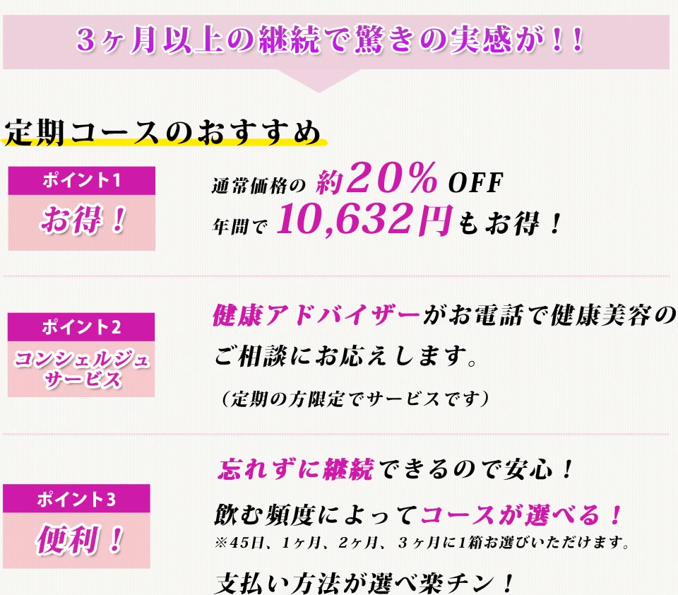 お得な定期コース　青汁は続けてこそ実感できます