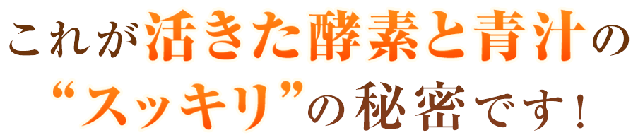 これが活きた酵素と青汁の“スッキリ”の秘密です！